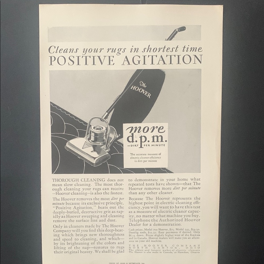 Vintage 1928 Hoover Positive Agitation Ad Advertisment